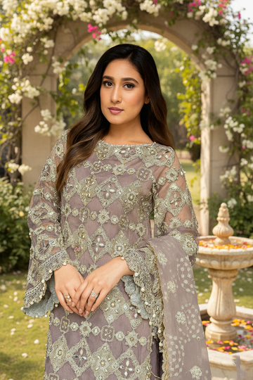 Radiance in Mauve – Embroidered Tissue Set