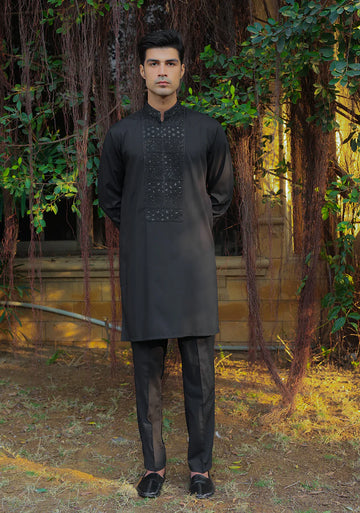 Elegant Embroidered Kurta & Pant Set – Slim Fit