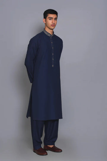 Men’s Classic Shalwar Kameez with Embroidered Collar
