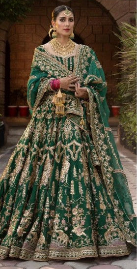 Pakistani Indian Style Wedding Dress Collection MNR Raw Silk Heavy Embroidered Latest Maxi Long Frock Style