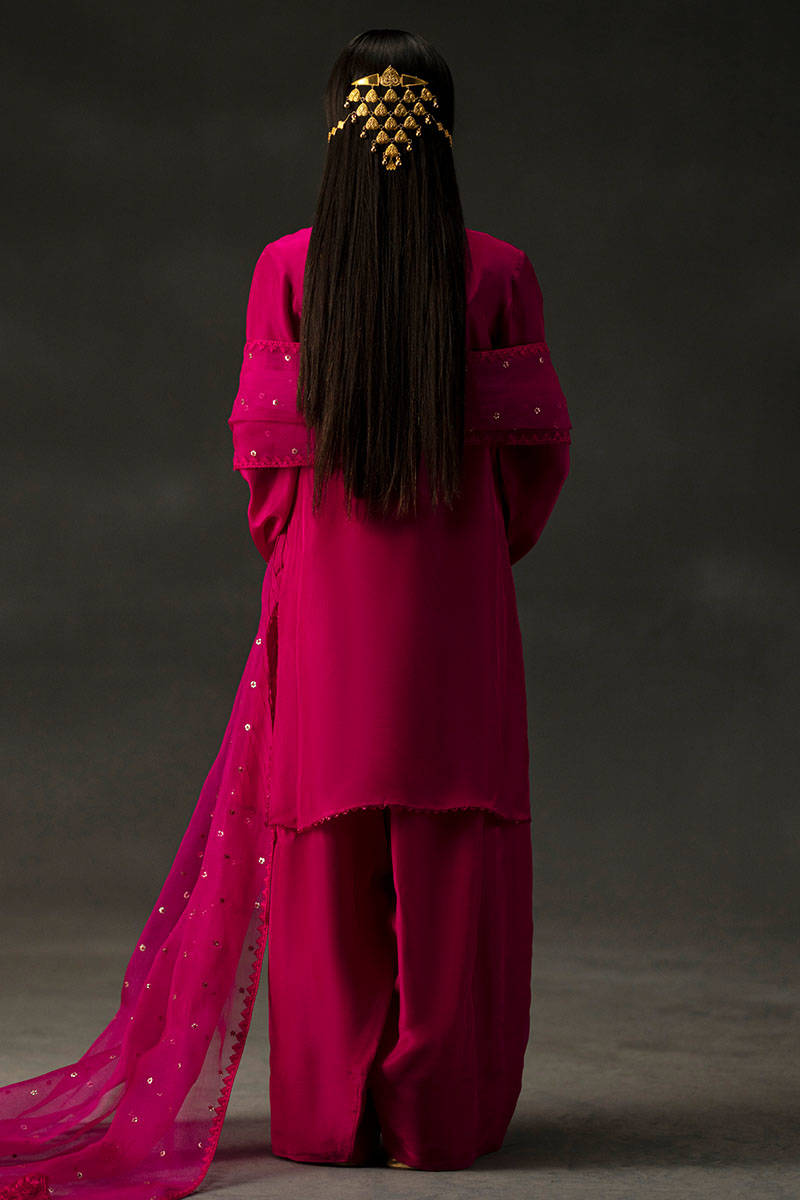 Embellished Silk Kurta Set with Hand worked Dupatta